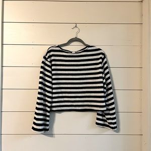 Striped bell sleeve sweater